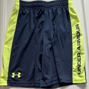 Under Armour Men's Dark Blue and Bright Yellow Athletic Shorts